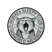Always Sleepy Club Honored Member Brooch Enamel Pins Cute Tired Drowsy Cat Brooches Lapel Badge Backpack Jewelry Friends Gifts
