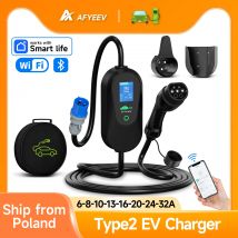 AFYEEV 32A 7.2KW Type2 IEC62196-2 Caricatore EV Caricatore portatile per veicoli elettrici Cavo di ricarica EVSE WiFi Bluetooth Controllo APP