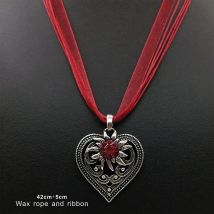 Vintage Gravur hohle Edelweiß Halsketten Punk-Stil Aussage Kristall Liebe Herzen Anhänger für Frauen Party Schmuck Großhandel