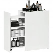 Homcom Mobili da bagno stretti con cassetto e ruote Organizer indipendente con 3 scomparti 47X30X66,5 cm Bianco