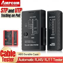 AMPCOM Network Cable Tester, CAT5E CAT6 CAT6A CAT7 RJ45 Networking Lan Cable 8P8C POE RJ11 Telephone Line Continuity Tester