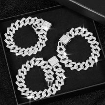 3-teiliges Set Hip Hop kubanisches Kettenarmband Mode Punk Casual Style Schmuck für Männer und Frauen Alltagskleidung Glänzendes Party-Geschenk
