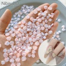 50pcs/bag Flower Nail Charms Resin 3D Luminous Rose Flower Mixed Color Gradient Floral Nails Decoration DIY Manicure Accessories