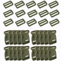 2/5/10Sets ArmyGreen Webbing Tape Plastic Release Buckles 25/32/38mm BackPack Belt Buckle Luggage Closure Snap Hook Fastener