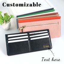 Personalisiertes Kartenetui aus echtem Leder mit mehreren Steckplätzen, High-End-Gefühl, ultradünne Geldbörse aus echtem Leder mit Reißverschluss