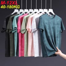 T-shirt da uomo extra taglie forti 12xl T-shirt in spandex ad asciugatura rapida T-shirt girocollo manica corta oversize Top Big 180 kg Abbigliamento uomo