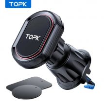 Magnetyczny uchwyt samochodowy na telefon TOPK, ulepszony N52 Super mocny magnetyczny uchwyt na telefon komórkowy do samochodowego otworu wentylacyjnego kompatybilny ze wszystkimi telefonami