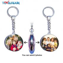 DIY doppelseitiger Foto-Schlüsselanhänger, personalisierte Schlüsselanhänger, individueller Glas-Cabochon, Familienliebhaber, Baby-Schlüsselanhänger aus Metall, Geschenke