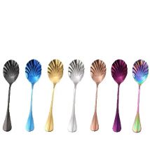 Christmas Decor Shell Shape Coffee Spoons, Colorful Dessert Tea Spoons, Dinnerware Set,Tea Mixing Scoop Suit, Cutlery Set