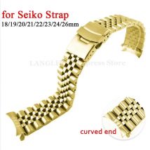 316L Edelstahl Uhrenarmband für Seiko für Jubilee Uhrenzubehör Gold gebogenes Armband 18/19/20/21/22/23/24/26/28 mm Armband