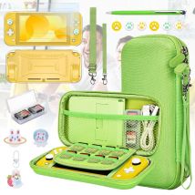 Nintend Switch Lite Case Accessories with Portable Carrying Case, Switch Protective Film Switch Stand, Switch Joystick Caps
