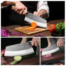 ZENG Messer Laser Damaskus Kochmesser Schneiden Metzger Ausbeinmesser Hackmesser Fleisch Gemüse Obst Fisch Filetieren Küchenmesser