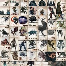 50PCS Cthulhu Mythische Monster Aufkleber Laptop Gepäck Wohnzimmer Cartoon Skateboard Graffiti Kunst Bild Schlafsaal Aufkleber