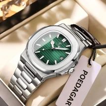 POEDAGAR Platz Business Männer Uhr Edelstahl Wasserdicht Leucht Datum Männliche Armbanduhr Sport Luxus Quarz Uhren Für Männer