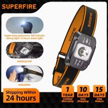 SUPERFIRE Mini LED Rechargeable USB C Headlamp High Power Mini Head Lamp Light Sensor Headlight