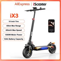 IScooter-patinete eléctrico iX3 para adultos, Scooter potente de 1000W, con rango de 40KM, neumático todoterreno de 10 pulgadas, 10Ah, 40 KM/H
