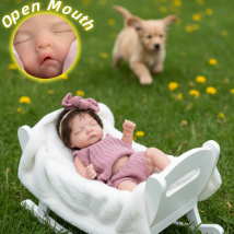 Puede abrir la boca 26cm impermeable sólido silicona bebé niña Reborn con pelo enraizado tacto suave realista muñeca de niña recién nacida
