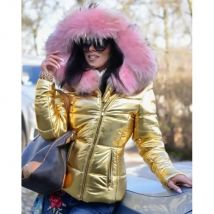 New Hood Solid Color Fur Hooded Jacket Autumn Winter New Women's Cotton-Padded Down Short Parka Coat Jacket Fashion Casual