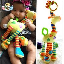 Weiche Giraffe Tier Hand glocken Rasseln Plüsch Säugling Baby Entwicklung Griff Spielzeug heißer Verkauf mit Beißring Babys pielzeug für Neugeborene