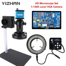 Yizhan HD Set di microscopi per elettronica VGA Microscopio digitale Fotocamera Opzionale 1-130x Lente LED Luce per saldatura PCB del telefono