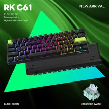 RK ROYAL KLUDGE RK C61 HE Tastiera magnetica 60% 61 tasti Mini RGB Tastiere meccaniche da gioco con interruttore sostituibile a caldo