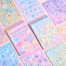 30 sheets Cute Cartoon Laser Colorful Flashing Film Paper Scrapbooking Stickers Book Decorative Material Aesthetic Stickers