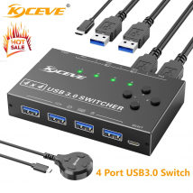 Selettore interruttore USB 3.0 a 4 porte, commutatore KVM 4 computer condividi 4 dispositivi USB, commutatore periferico USB per stampante tastiera mouse