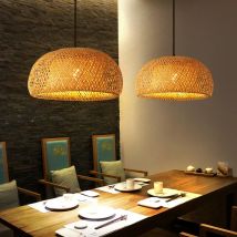 Lanterna di bambù Lampada a sospensione da 30 cm Rattan naturale Vimini E27 Lampadari a LED Paralumi intrecciati a mano Apparecchio di illuminazione Lampada a sospensione
