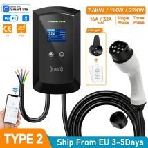 AFEEV 22KW 32A Stazione di ricarica EV trifase Type2 IEC62196-2 Caricatore per auto elettrica 7.6/11KW EVSE Wallbox WiFi APP Telecomando