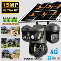 15MP 10X Zoom Tripla Obiettivo 4G Telecamera Solare Esterna Triplo Schermo CCTV PIR Rilevazione di Movimento Sorveglianza di Sicurezza V380 Pro Camera