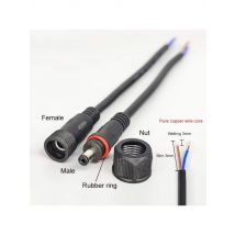 IP67 12V DC Power Cable Male Female Plug Adapter Wire Butt Joint Monitoring Extension Line 5.5x2.1mm 2Pin Waterproof Connector