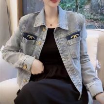 Vintage Embroidery Spring Autumn Denim Jacket Women Clothes Trend Coats Short Tops Long Sleeves Outerwear Streetwear Blue Cowboy