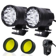 Additional LED Motorcycle Lights Front Headlight Spotlights Long Range Round 12-80V 9 Chips High/Low/Strobe Auxiliary Fog Lights