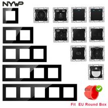 Nywp módulo de montaje en pared diy estándar europeo pc panel negro enchufe interruptor botón función de combinación libre