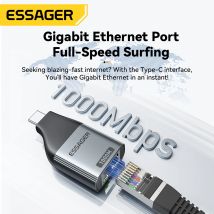 Adattatore Essager da tipo C a Ethernet Adattatore da RJ45 a tipo c Gigabit ad alta velocità da 100/1000 Mbps per scheda di rete cablata per laptop MacBook