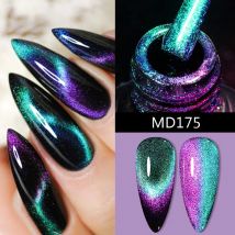 MSRUIOO 8 ml 9D Rainbow Cat Magnetischer Nagelgelpoliermittel Glitzer Funkelnder Effekt Langlebiges Nail Art Gel Vernis für Nageldesign