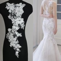 1Pc White Embroidered Flower Water-Soluble Patches Fabric DIY Wedding Dress For Clothing Accessories Sewing Applique Crafts