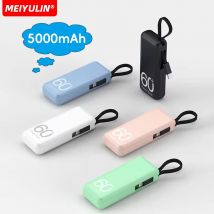 5000 mAh Mini-Powerbank mit Typ-C-Kabel, tragbar, schnelles Aufladen, mobiles externes Ersatz-Ladegerät für iPhone, Samsung, Xiaomi