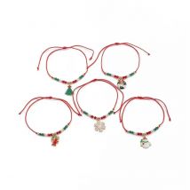IngeSight.Z 5 Pcs Cute Christmas Series Snowflake Tree Pendant Bracelets Women CCB Beads Adjustable Thread Rope Bangles Jewelry