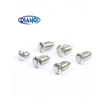 8mm 10mm 12mm High flat spherical ball head round metal Chrome push button switches With LED pin NO NC teminal