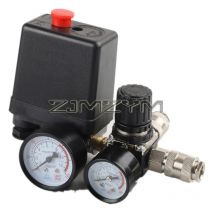 Interruttore di controllo della pressione della pompa del compressore d'aria 220V/380V Valvola di controllo del regolatore di scarico a 4 porte con manometro