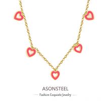 ASONSTEEL High Quality Heart Shaped Pendant Necklace Drip Oil Waterproof For Women Golden Choker Exquisite Jewelry Party Gifts