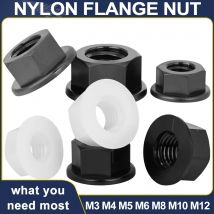 DIN6923 Nero Bianco Fondo Piatto PA66 Esagonale Plastica Nylon Isolamento Elettricità Esagonale Testa Esagonale Flangia Dado M3M4M5M6M8M10M12