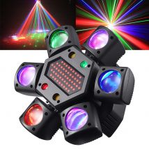 Luce da festa modello DJ Luce a testa mobile a LED 80W Fascio di luce a sei bracci Luce stroboscopica da palco DMX Luce laser con telecomando per discoteca