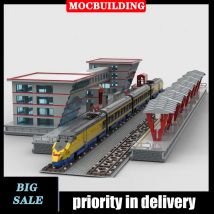 Bloques de construcción MOC para niños, juguete de ladrillos de ciudad moderna estación de tren para armar, Serie de colección, ideal para regalo