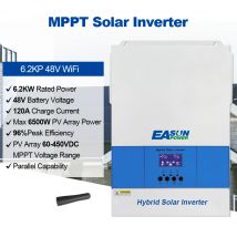Hybrydowy falownik solarny 6200W 12400W 18600W, falownik z czystą sinusoidą, kontroler ładowania solarnego MPPT 120A, wejście PV 48V 220V 500V z Wi-Fi