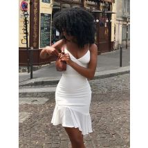 Cryptographic Spaghetti Straps Ruffles Mini Dress Club Party Elegant Sleeveless Slip Women's Summer Sundress Outfits Holiday