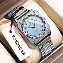 POEDAGAR Platz Luxus Damen Uhr Wasserdicht Edelstahl Leuchtende Mode Frau Uhr Elegante Quarz frauen Uhren Reloj