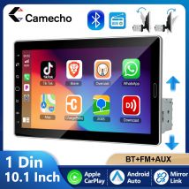 Camecho 1Din Radio 10.1 ''HD Ruota Schermo Auto Stereo Bluetooth Radio FM Cablata Carplay/Android Auto 1 Din Lettore Multimediale