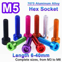 1–10 Stück DIN912 Aluminium-Kappenkopfschraube M5 x 6/8/10/12/15/20/25/30 mm bunte Aluminium-Innensechskantschraube zylindrischer Innensechskantschraube